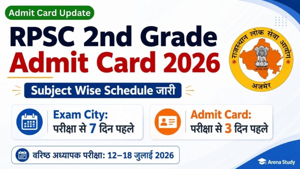 RPSC 2nd Grade Admit Card 2026: सब्जेक्ट वाइज शेड्यूल जारी, परीक्षा से 3 दिन पहले डाउनलोड होंगे एडमिट कार्ड